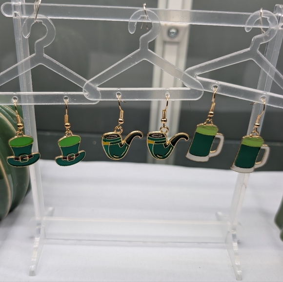 Jewelry - Green St. Patty's Day Earrings Set Of 3 NIP